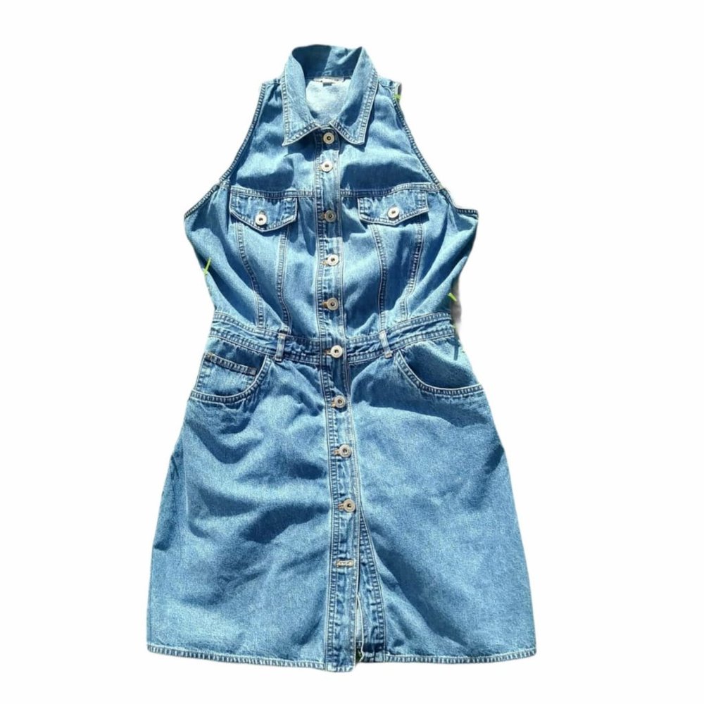 Ann Taylor Denim Sleeveless Dress With Collar